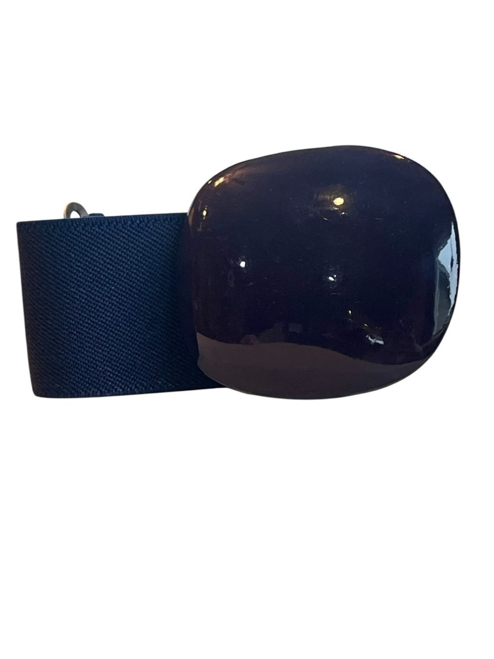 Vintage 80s Blue Wide Waist Stretch Belt Retro Lucite Buckle